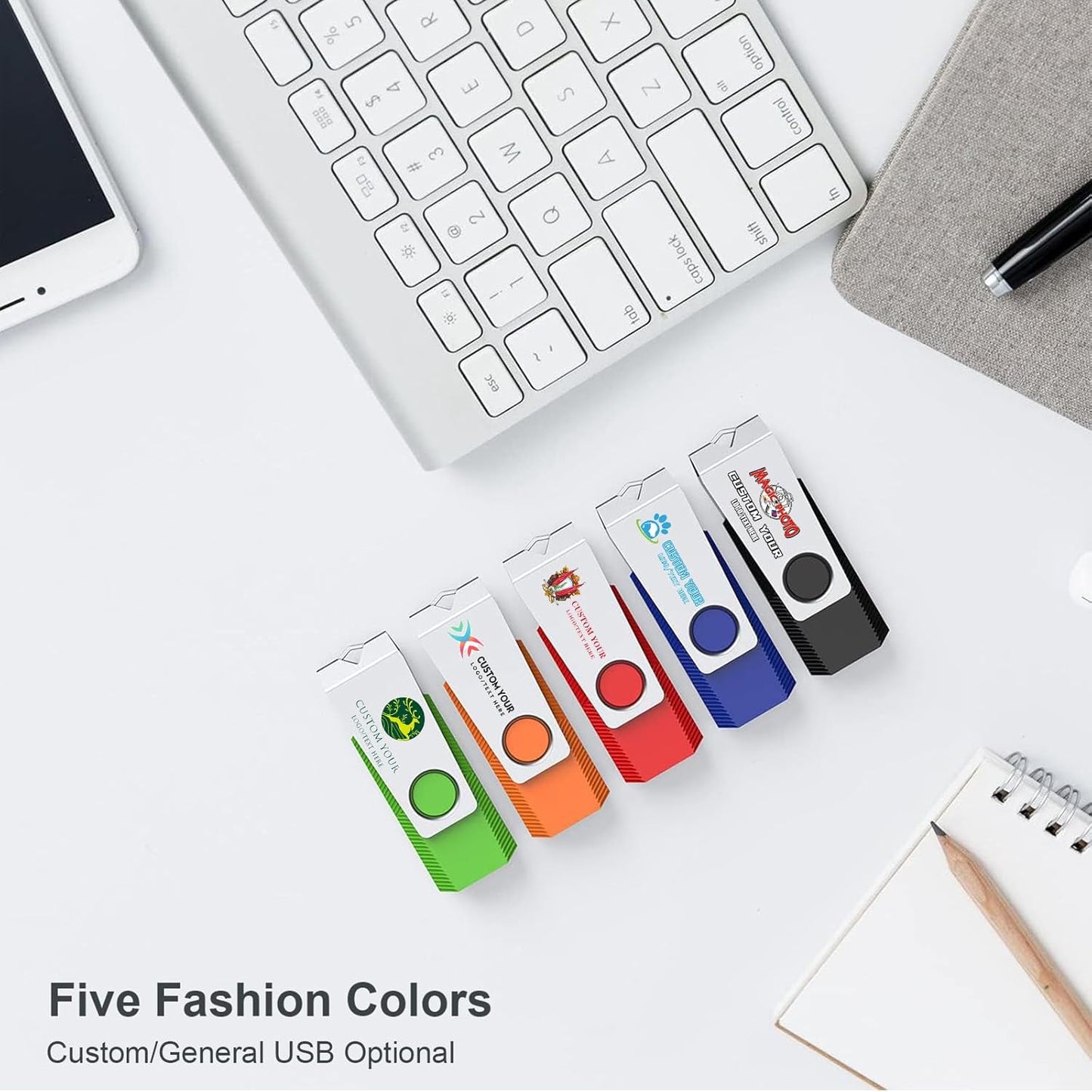 Wooolken 1GB 2.0 2 Pack Backup(1G, 2 USB Flash Drive Thumb Drives Jump Pen Drive Memory Stick with LED Light