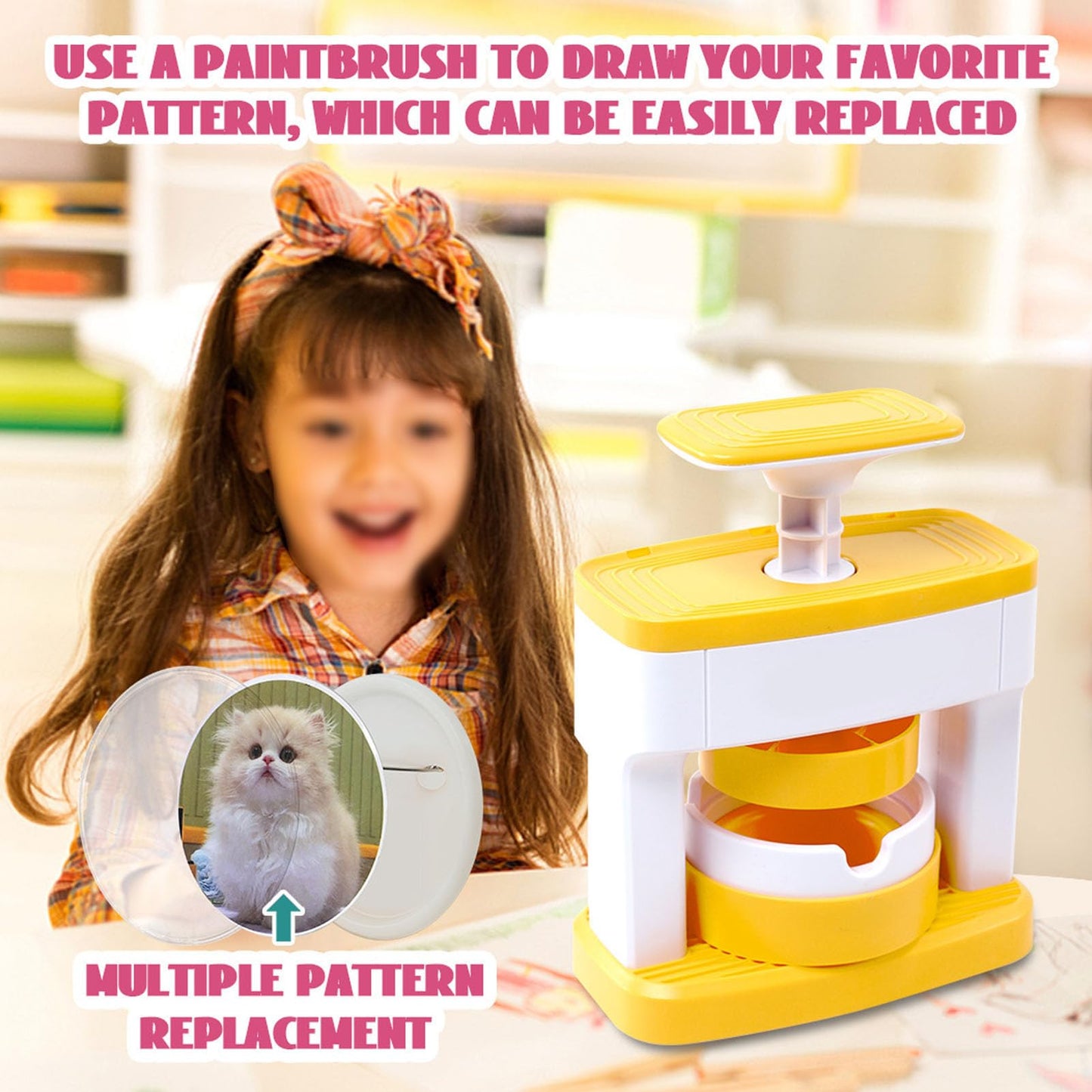 LOCADENCE Button Maker Machine, Badge Maker Machine with 48pcs Button Parts Pictures Circle Cutter, DIY Pin Badge Button Maker Press Machine, Badge Punch Gifts for Kids