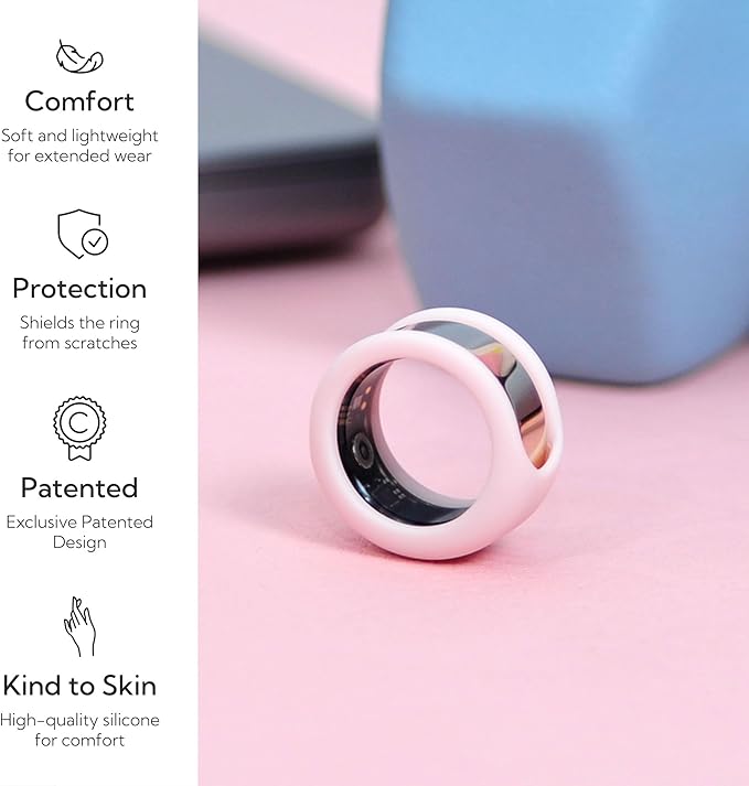 Rinfit Smart Ring Protector - Silicone Ring Enhancer for Active Lifestyle and Gym - StyleFit U.S. Design Patent - Pink, Size 12