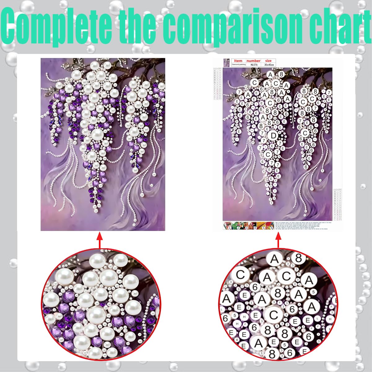 GEMFAMILY Violet Pearl Diamond Art Kits for Adults,DIY Special Shaped Diamond Painting Kit for Beginners,5D Diamond Painting Pearl Gem Art for Home Wall Decor 12 X 16 Inch