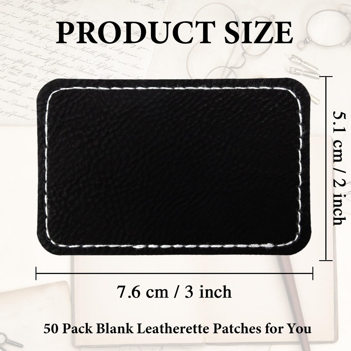 50 Pack Blank Leatherette Hat Patch with Adhesive, Rectangle Laserable Leatherette Patch, Faux Leather Patches for Hats Custom Fabric Repair Sew Laser Supplies (Black to Silver)