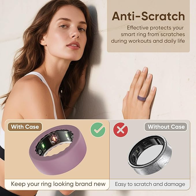 Ring Cover Compatible with Oura Ring Gen 4 /Gen 3/ Samsung Galaxy/RingConn/ULTRAHUMAN, Anti-Scratch Elastic Silicone Case Protector for Men Women Working Out Gym