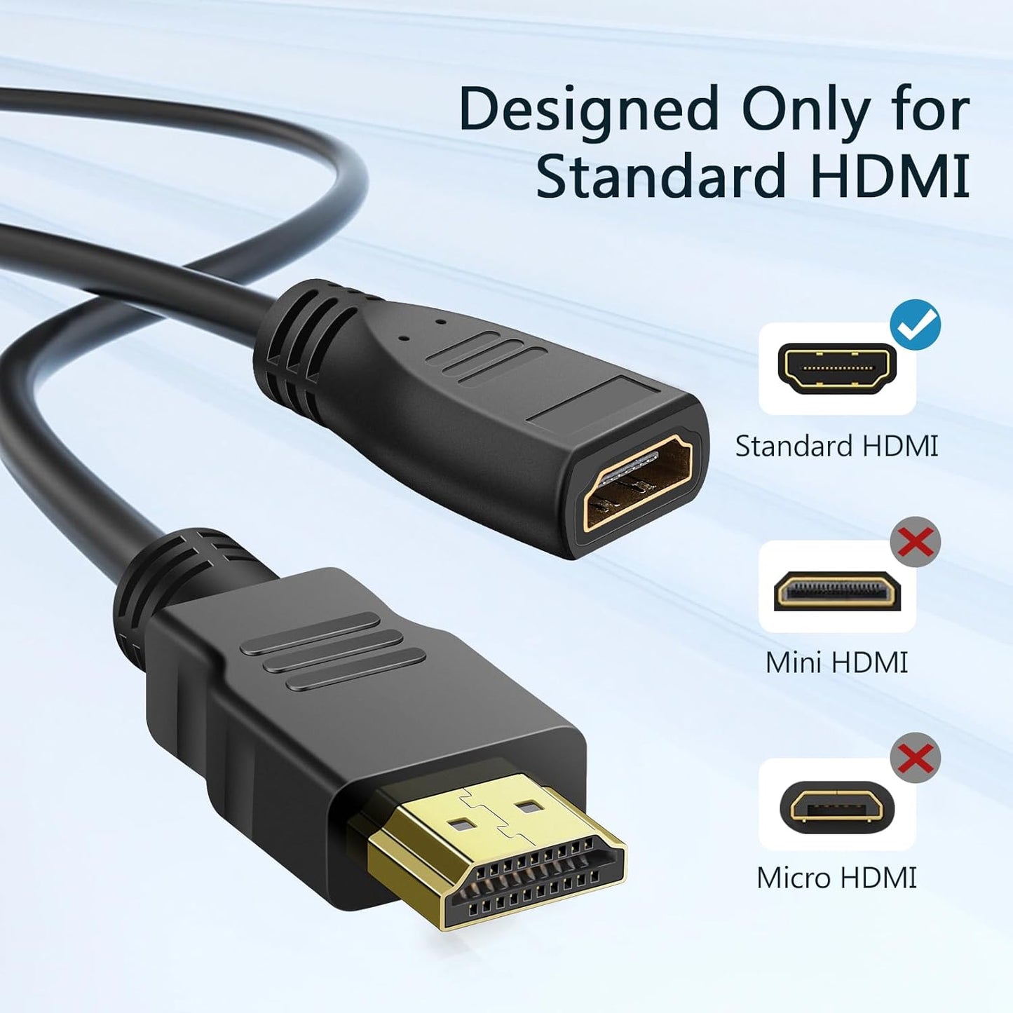 SAISN 3 2 Pack 1080P HDMI Extension Cable Feet, HDMI Extender Cable High Speed HDMI Male to Female Adapter Cable HDMI