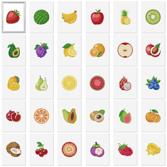 Xuhal 30 Pcs Fruit Mini Diamond Art Kits for Adults Small Diamond Painting Kits 5d DIY Watercolor Fruit Rhinestones Crafts Full Round Drill Gem Art Cardboard for Beginner Home Wall Decor Gift