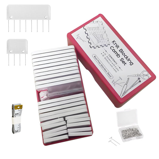 Knit Blockers Pins Kit, 25Pcs Knit Blocking Combs & 30 T-pins for Knitting Blocking Board Mats, Crochet Knitting Pins for Crochet Projects Sewing Lace Needlework Projects Tool (White)