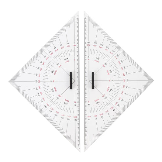 2pcs Chart Drawing Triangle Ruler, 11.81in Course Triangle Positioning Triangle Boat Architectural Stationery Navigation Plotting Kit for Training Purposes Maritime