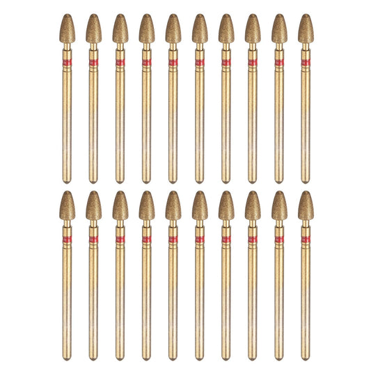 HARFINGTON 20pcs 200-230 Grits Diamond Grinding Bit 4mm Bullet-Head 2.35mm Shank 7mm Length Titanium Plated Stone Sanding Drill Bits Rotary Tool for Nails Grinding Polishing