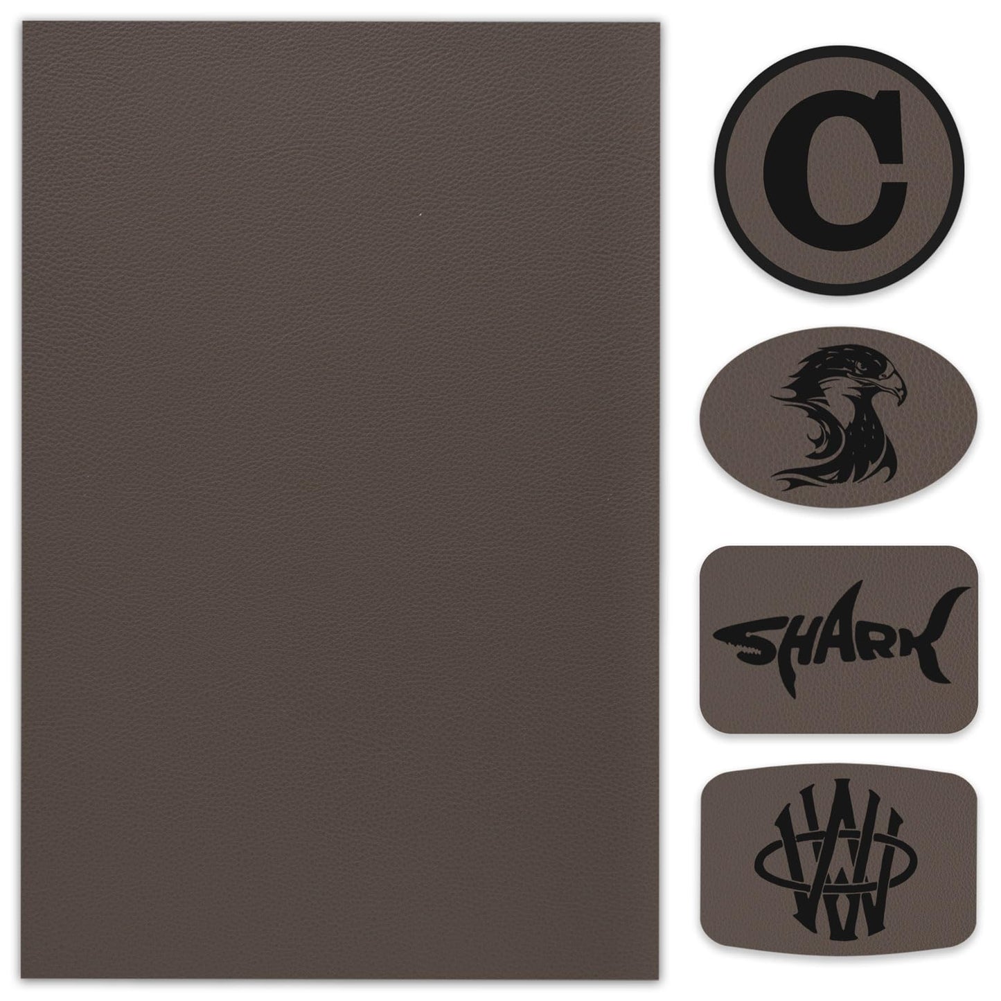 5 Pack Laserable Leatherette Sheet Faux Leather Laser Engraving Leather Blank Hat Patches with Heat Press Adhesive for Laser Engraving DIY Hat Cap Beanie UV Printing Craft Supplies (Taupe)