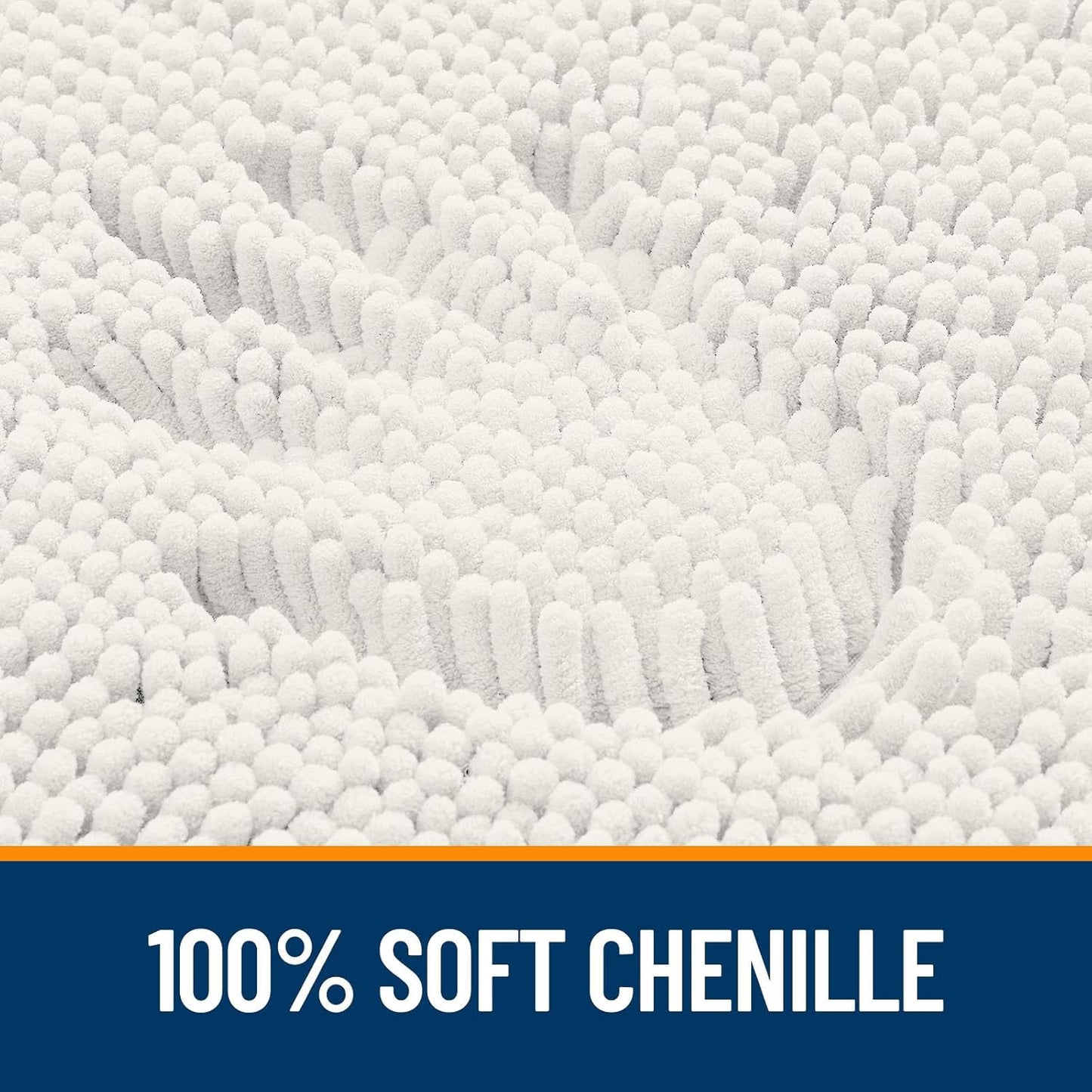 OLANLY Large Bathroom Rugs - Extra Soft Chenille Bath Mats | Quick-Dry, Machine Washable, Ivory 59x35