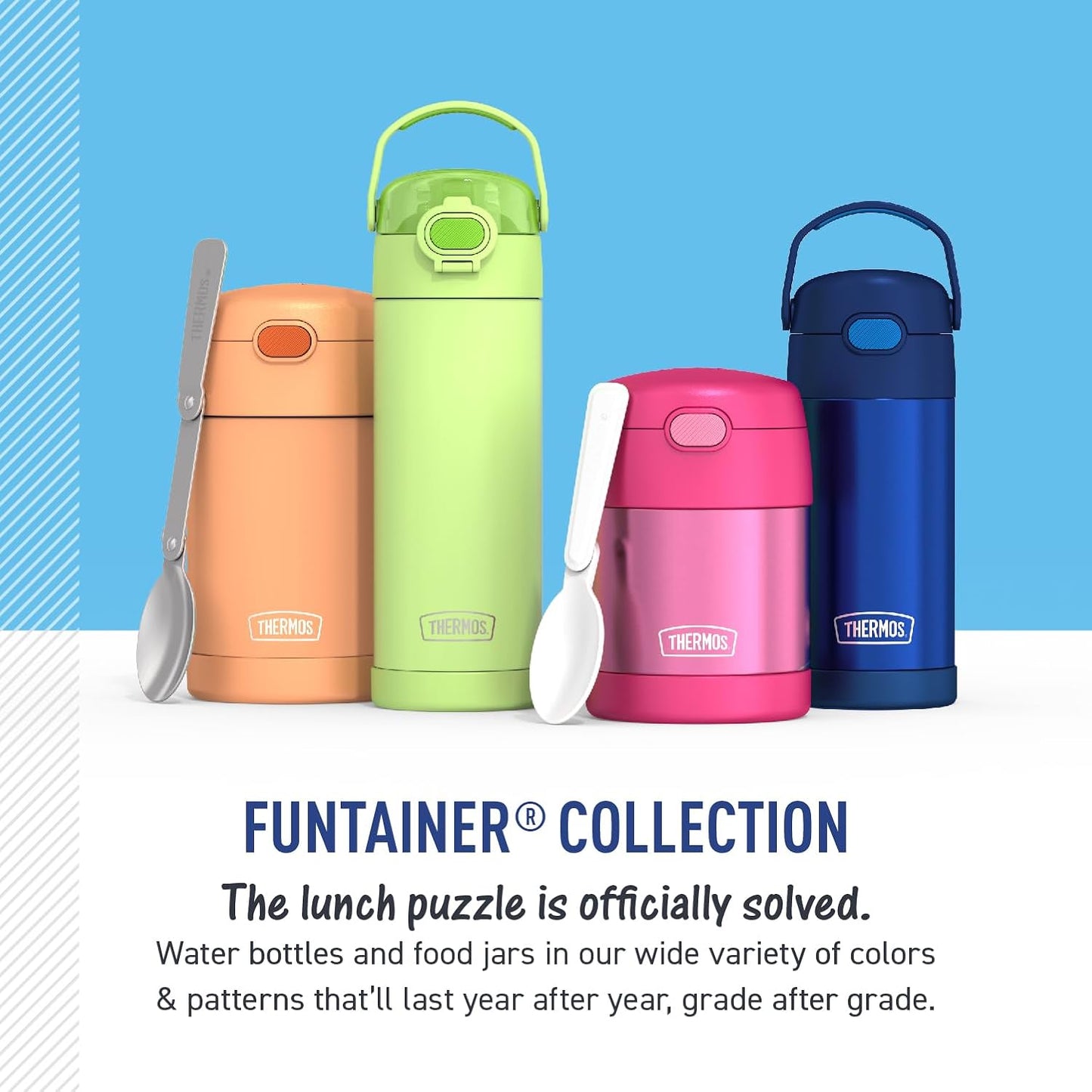 THERMOS FUNTAINER Water Bottle - 12 Ounce Kids Stainless Steel Vacuum Insulated with Straw | Ms. Rachel Design