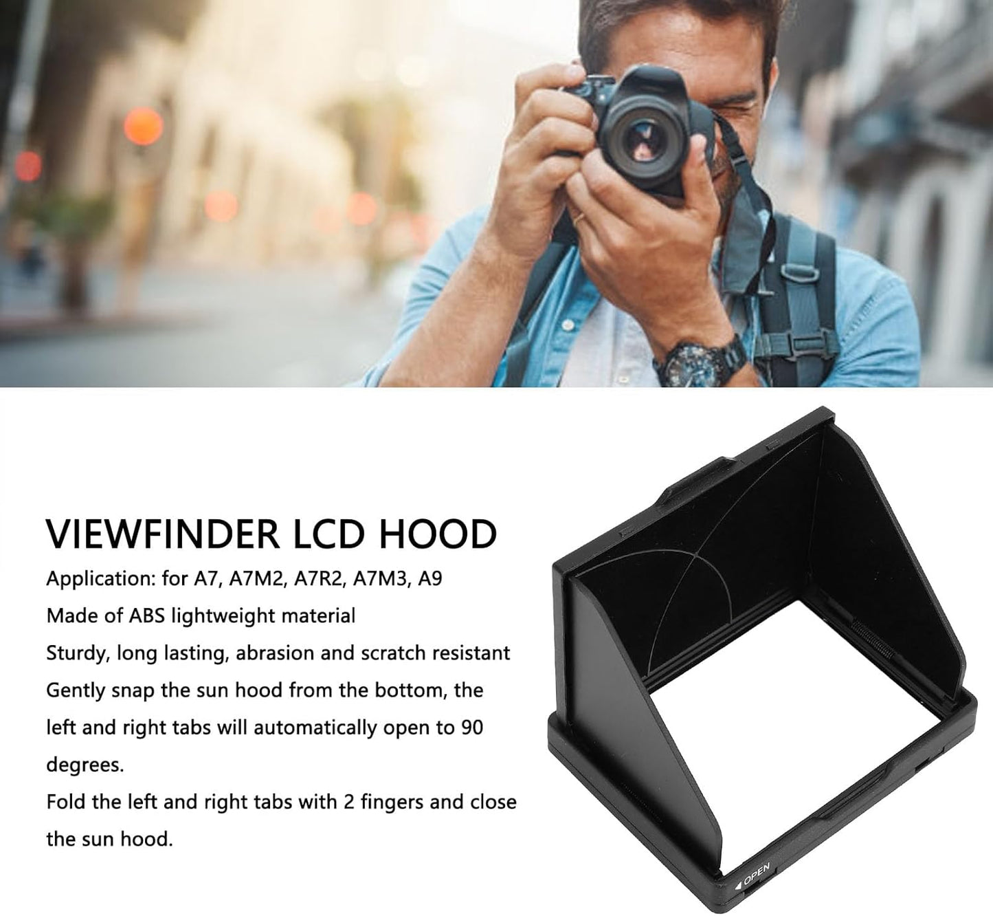 3 Inch A7 A7M2 A7R2 A7M3 A9 Camera LCD Hood Shade, ABS Folding Camera LCD Viewfinder Screen Protector Hood, LCD Video