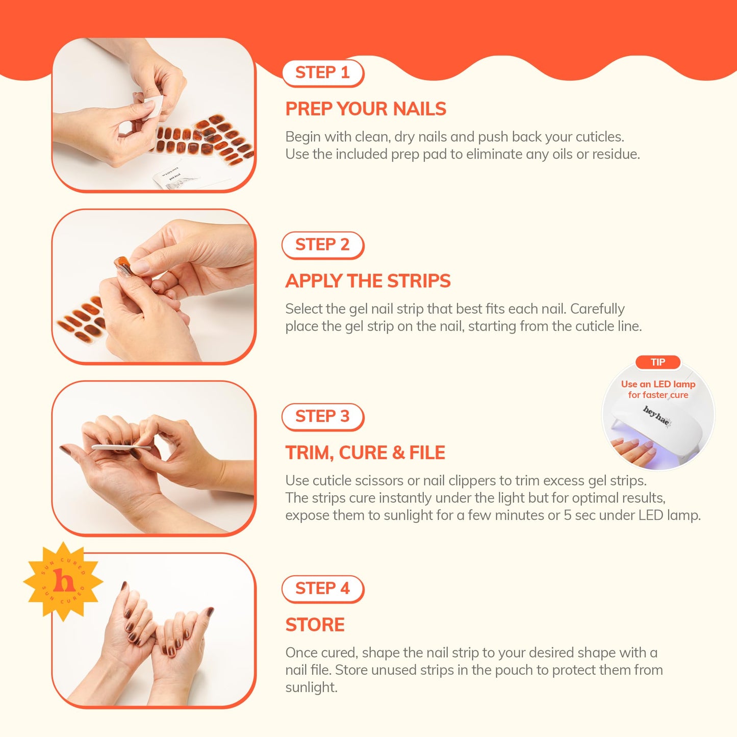 Heyhae Semi Cured Gel Nail Strips | No LED Lamp Needed | Glitter, Pink, Spring | Easy Apply & Remove, Salon Quality |Includes 28 Strips, 1 Prep Pads, Nail File & Wooden stick - Hey, Miss u to Infinity