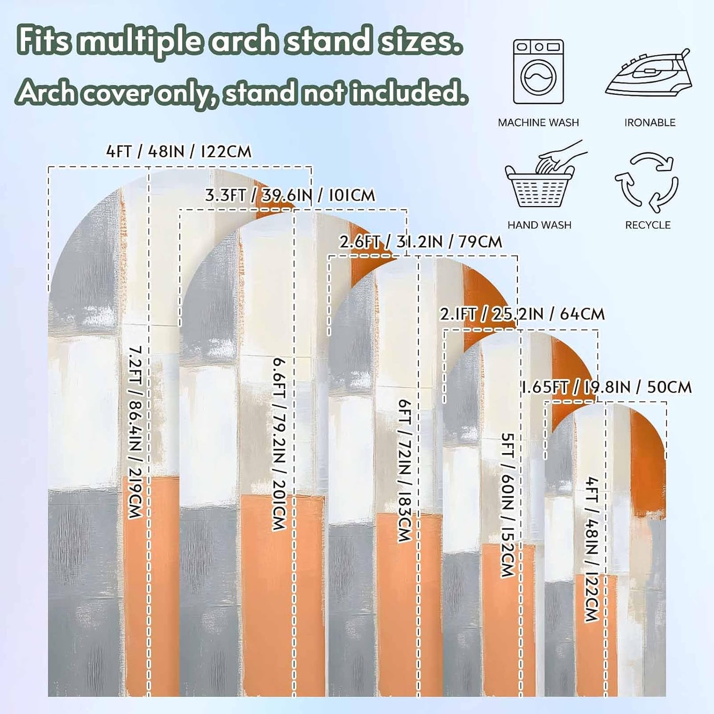Jnbasdffb 6.6 Modern Orange Beige Wedding Arch Cover,Stretchy Spandex Arch Backdrop Stand Covers FT,Abstract Oil