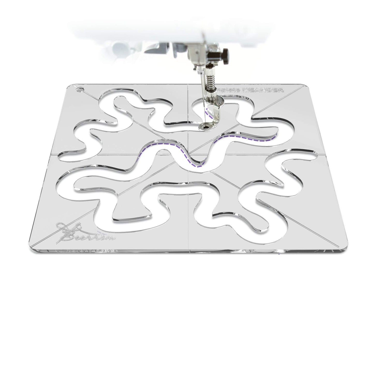 Meander Quilting Ruler Template for Sewing Machine, 4mm Transparent Acrylic 8x8 inch, Edge-to-Edge Free Motion Quilting, Stippling & Patchwork, Beginner-Friendly