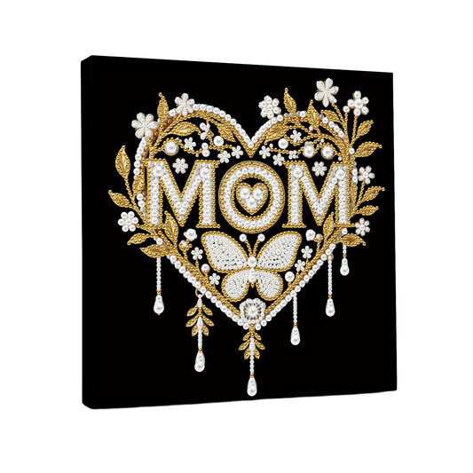 DoxQcs DIY Pearl Diamond Art Painting Kit with Color Frame 11.8x11.8 Inch Shining Diamond Art Craft Resin Gem for Adults Home Wall Decor-Mom