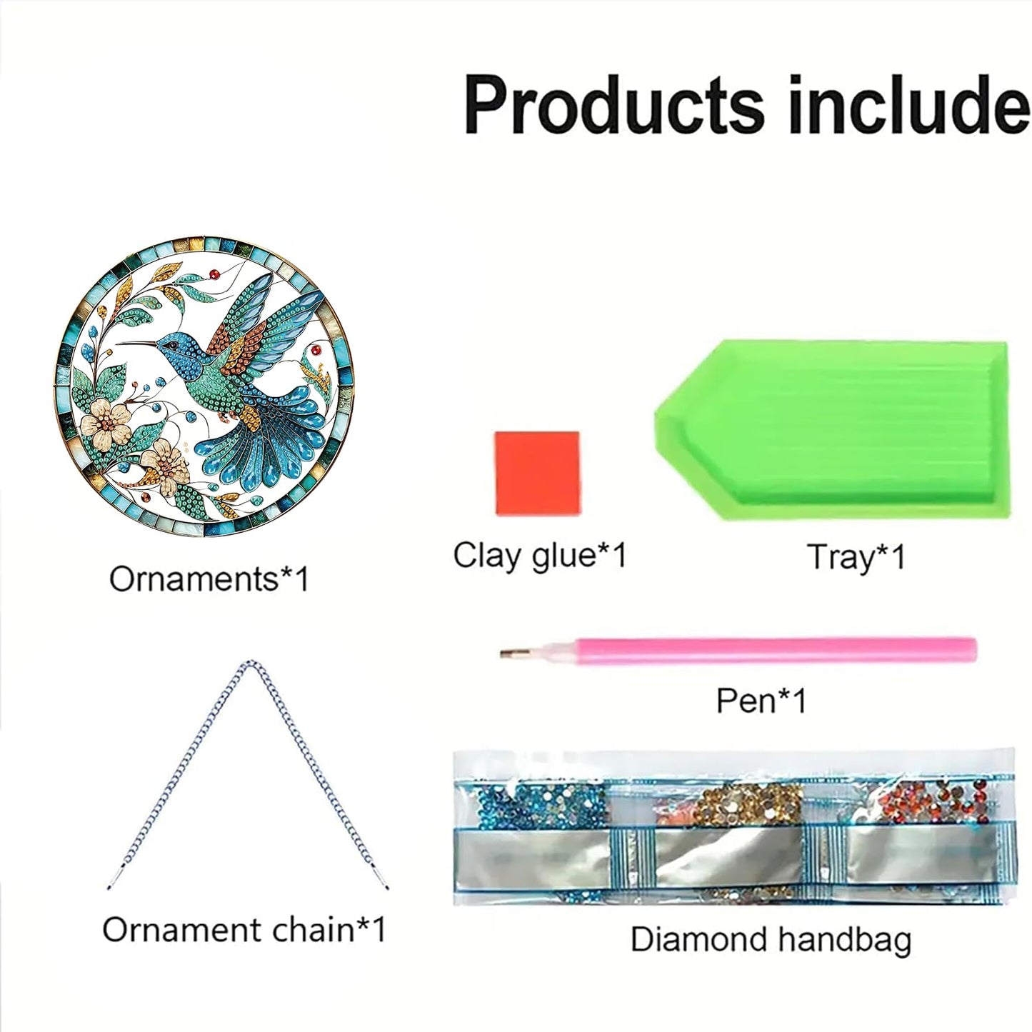 AIBOERL Diamond Art Hanging Kit for Adult,Special Shaped Rhinestone,Double Sided 5D DIY Acrylic Diamond Art Painting Window Pendants Home Garden Wall Hanging Kits Hanging Ornament (Hummingbird)