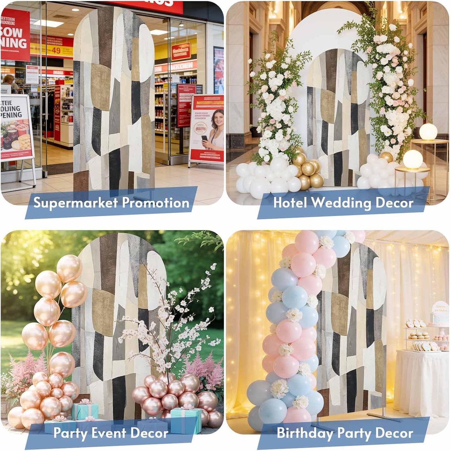 Jnbasdffb 7.2 Abstract Geometric Wedding Arch Cover, Stretchy Spandex Arch Backdrop Stand Covers FT, Oil Painting