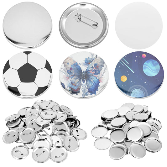 VOXIVEE 2.28in/58mm Button Maker Supplies 300Pcs, DIY Badge Parts Kit for 58mm Button Press Machine, Metal Covers Pin Backs Clear Films for Crafts Gifts Events