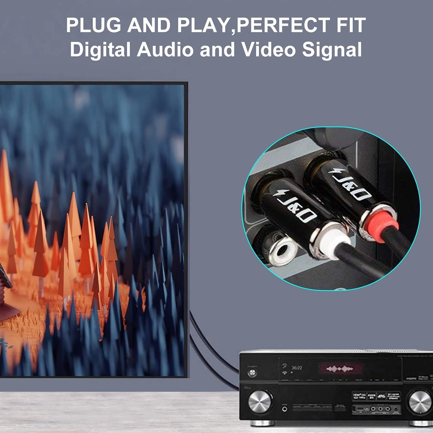 1/4 2X6.35mm 6 J&D to RCA Cable, Gold Plated Copper Shell Heavy Duty TS to Dual RCA Stereo Audio Interconnect Cord