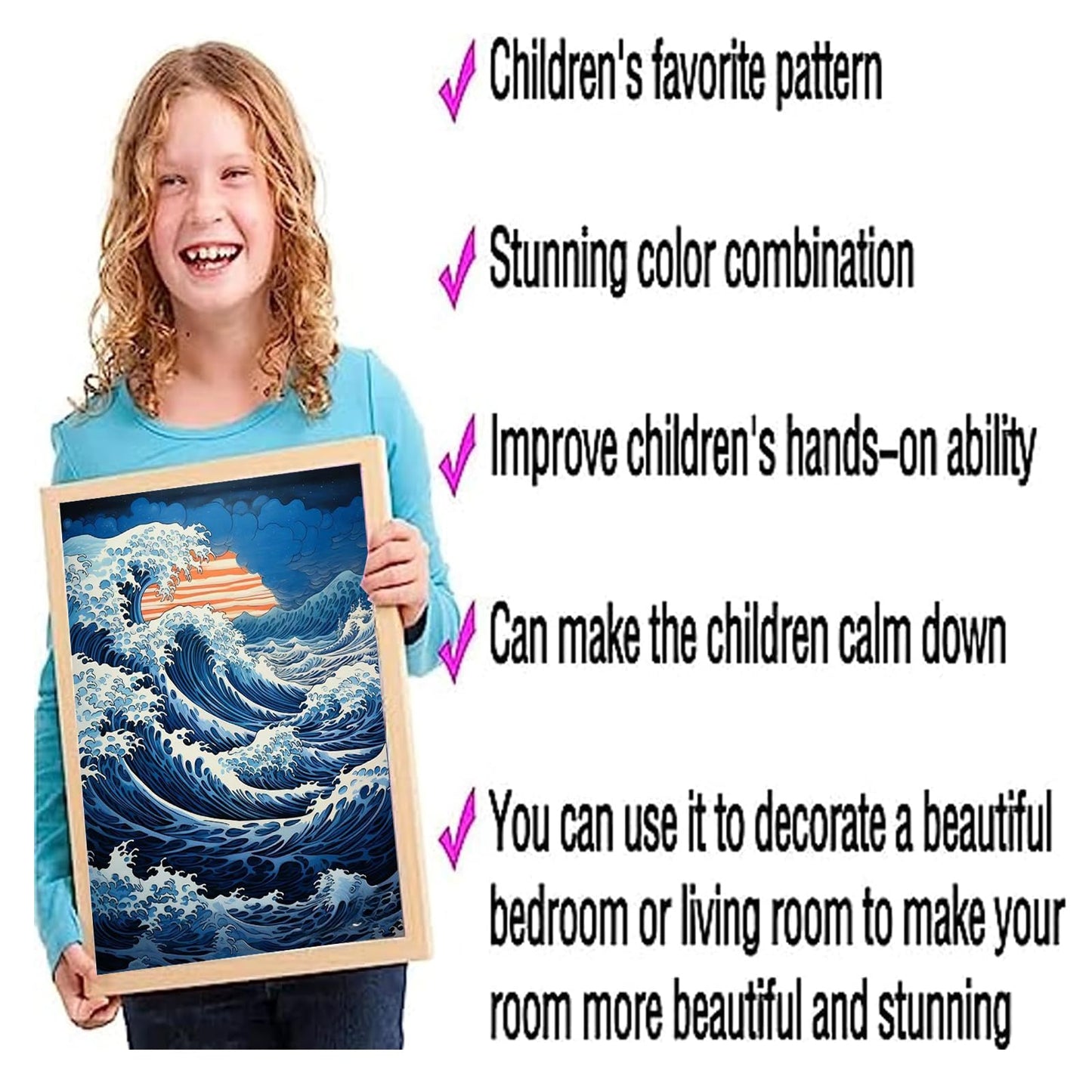DOTSOPS Diamond Painting Kits Art Adults Painting Kit Crafts DIY 5D Diamond Art Packs Kits Full for Adults Beginner Home Wall Decoration Gift 11.8x15.7 Inches (6 Pack Great Wave)