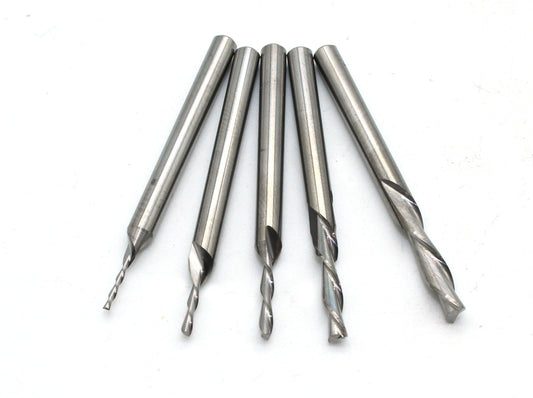 TEMO 5pc Carbide Downcut Inlay Router Bits Set 1/8, 3/32, 1/16, 3/64, and 1/32 Inch Diameter 1/8 Inch Shank, Ideal for Wood Carving, Slot Mortise, Engraving, Grinding