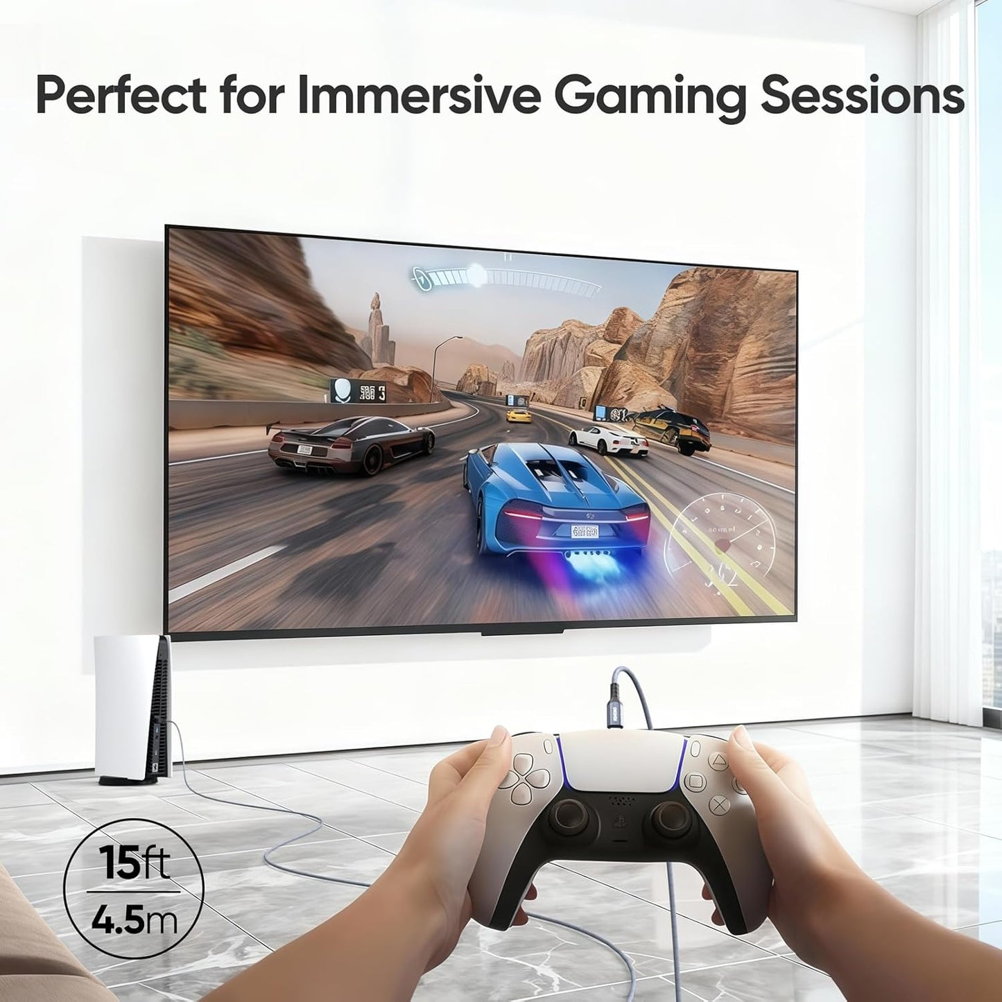 15ft 10Gbps 3A 3.2 Gen2 S26/S25, 17/16/15, Xbox/PS5, USB C Cable Long, High Speed Data Transfer & Fast Charging USB A