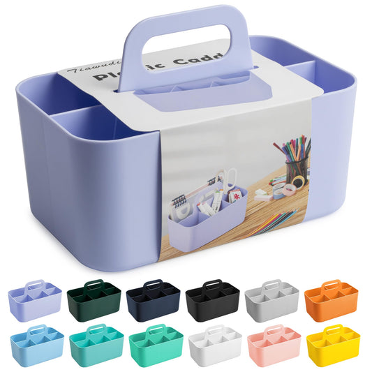 Tiawudi Multipurpose Caddy Organizer, Plastic Caddy with Handle, Stackable Desk Organizer for Stationery, Marker and Pencil, Office Supplies Organizer, Dorm Caddy