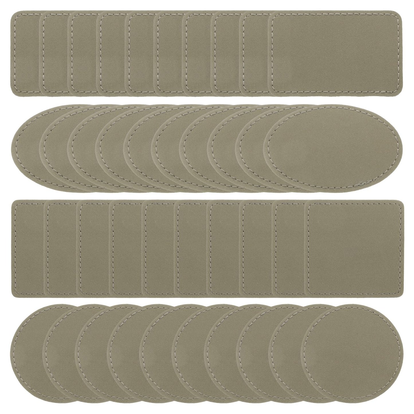 MECCANIXITY Blank Leatherette Patches, Faux Leather Hats Patches Sets with Adhesive Iron-on Heat Press Laserable Rustic for Hats DIY Fabric Repair Sew(Light Brown, Pack of 60)