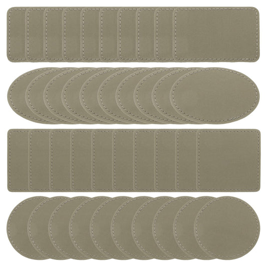 MECCANIXITY Blank Leatherette Patches, Faux Leather Hats Patches Sets with Adhesive Iron-on Heat Press Laserable Rustic for Hats DIY Fabric Repair Sew(Light Brown, Pack of 60)