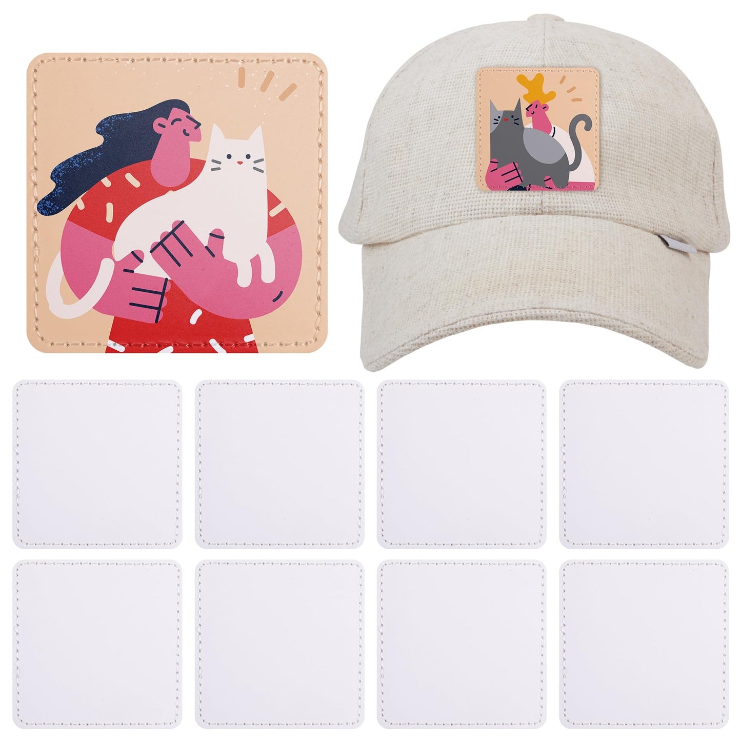 Framendino, 10 Pack Sublimation Patch Blank Square Leather Iron on Patches for Hat Shirt Jeans
