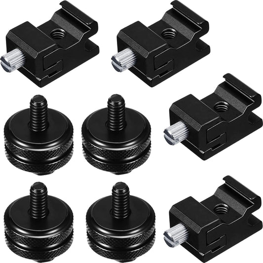 Weewooday 8 Pack 1/4"-20 Set Hot Shoe Adapter Kit, Cold Shoe Mount & Flash Stand Mount for DSLR Camera Rig, Tripod