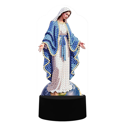 pigpigboss Virgin Mary Diamond Painting Night Light, Religion Diamond Art Painting Night Lamp, LED Light with 7 Colors for Adult Beginner Home Room Desktop Holiday Decor