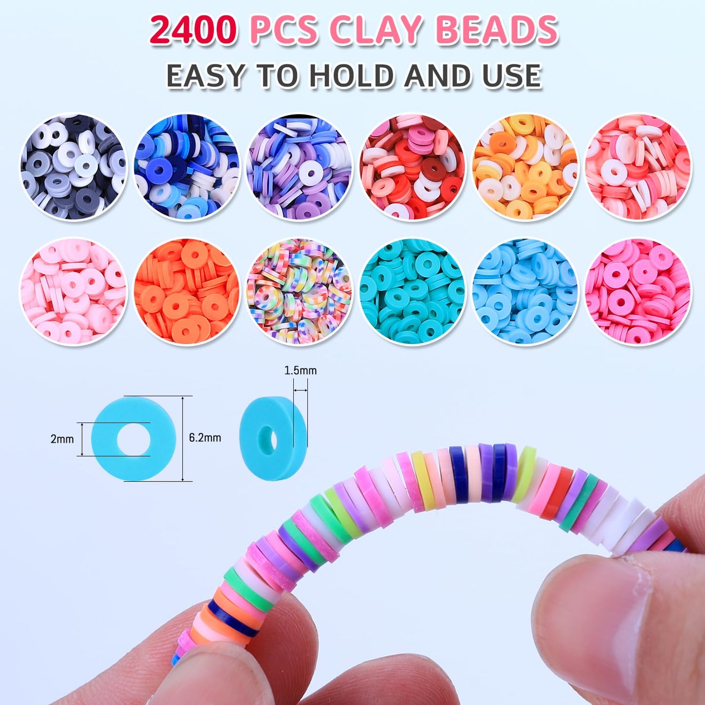AIPRIDY 3200 Pieces Girls Toys Bracelet Making Kit, Unicorn/Mermaid Clay Beads Jewelry Activity Kit, DIY Crafts Birthday Christmas Gifts for Girls Ages 5 6 7 8 9 10 11 12 Years Old (Light Pink)