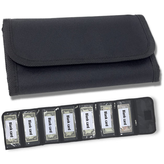 Money organizer for cash 7 slots money holder with blank card, Cash holder wallet organizer for Budgeting, Traveling, Saving, Receipts, Coupons and Tips (Black)