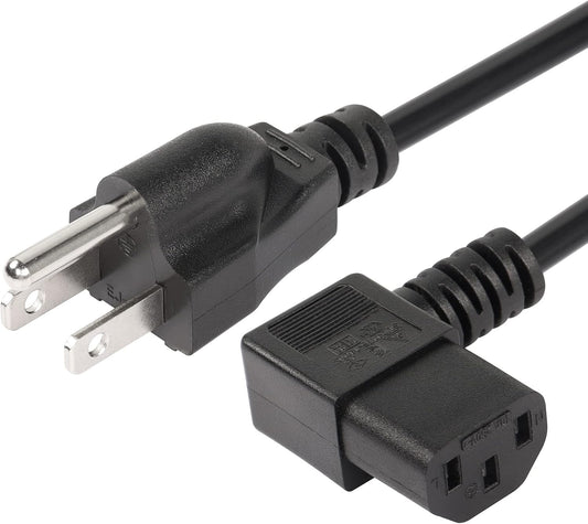 CERRXIAN 4.92FT 18AWG 3 5-15P 90 320 C13 10A/125V, Right Angle Prong Computer Power Cord, NEMA to Degree IEC Monitor TV