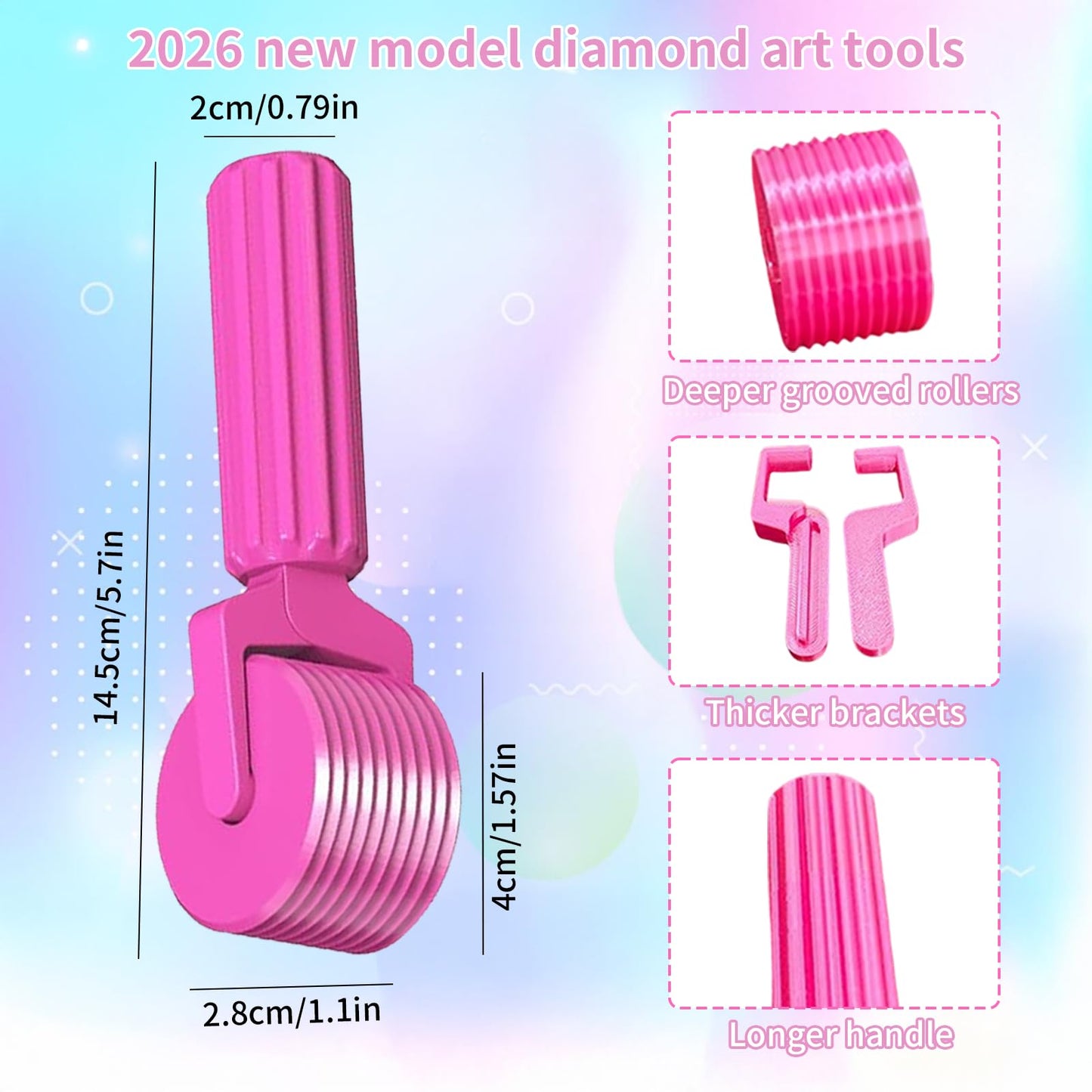 Upgraded Diamond Painting Roller Tool & Straightener, Detachable Diamond Art Roller for Smooth Pressing, 5D Gem Art Accessories and Crafting Supplies for Canvas Flattening, Dazzling
