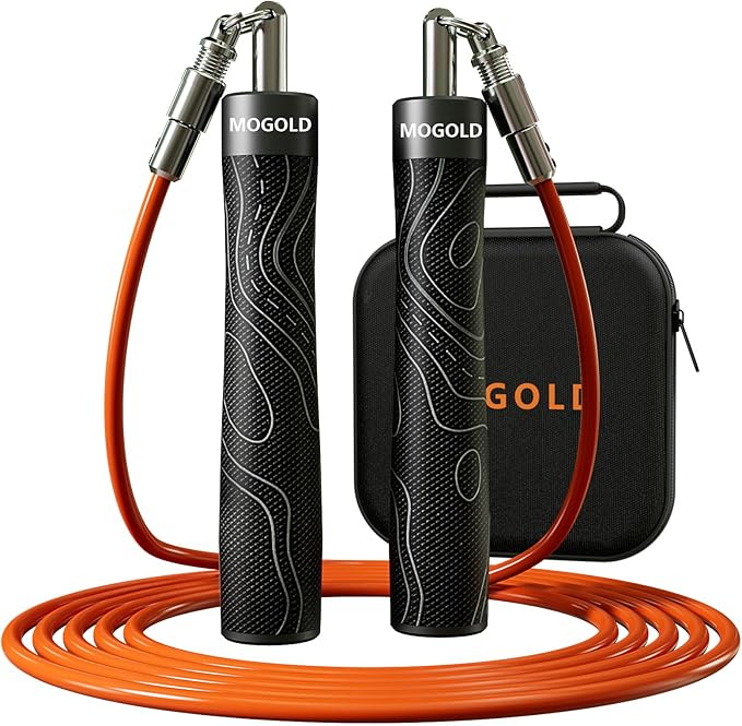 Weighted Jump Rope for Men Women -Interchangeable 1/5lb 1/4lb 1/2lb Heavy jump ropes - 360 Degree Spin - Length Adjustable,Ergonomics Leather Grip Skipping Rope for Fitness Weight Loss & More