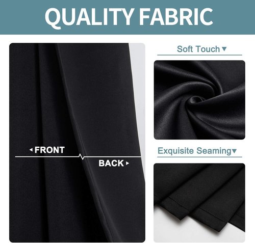 ChrisDowa Blackout Curtains - Thermal Insulated Room Darkening Panels, 72 Inches Long, Black (Set of 2)