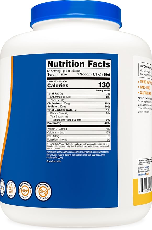 Nutricost Whey Protein Powder Pineapple (5 LBS) - Gluten-Free, GMO-Free, from Whey Protein Concentrate