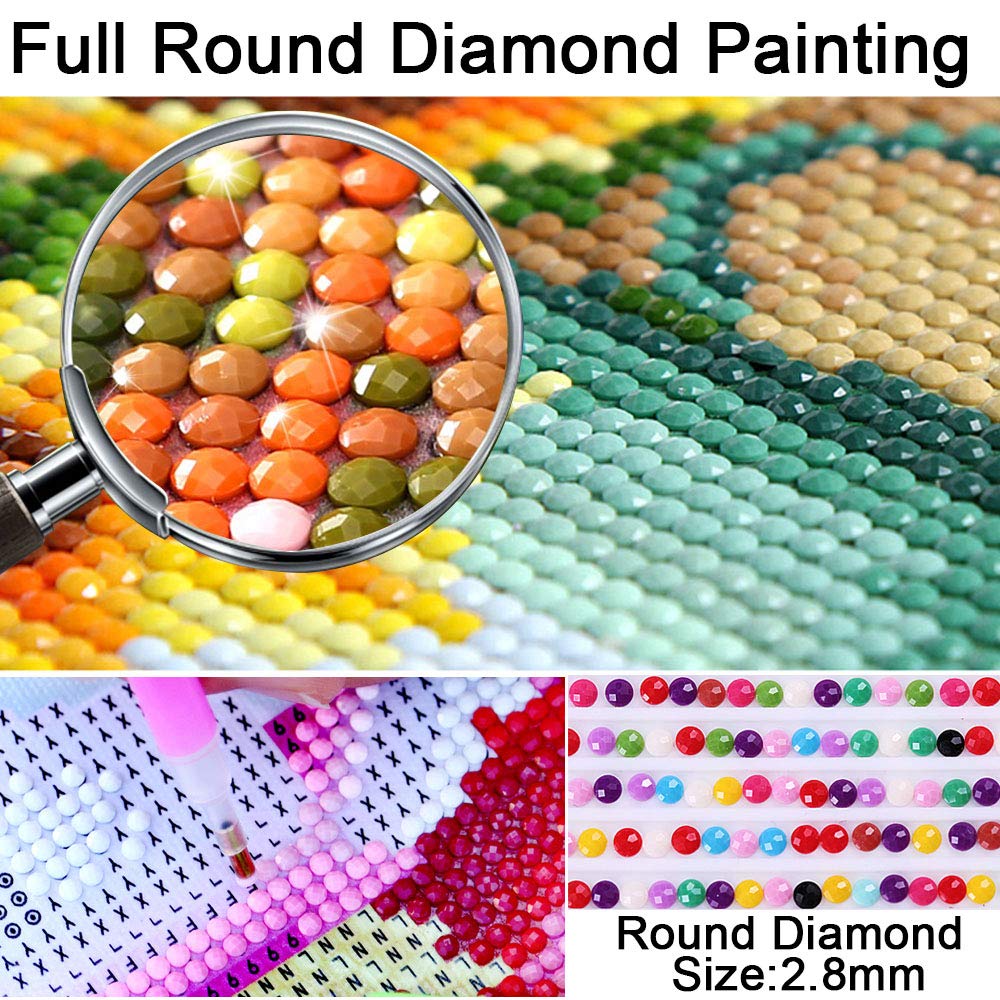 fufibwoesan Cartoon Animal Diamond Painting Arts and Crafts Round Full Drill Diamond Art Kits Decorative Wall Room Gift Digital Diamond Painting Kit for Beginners (30x40cm/12x16in) (P-O-K-023)