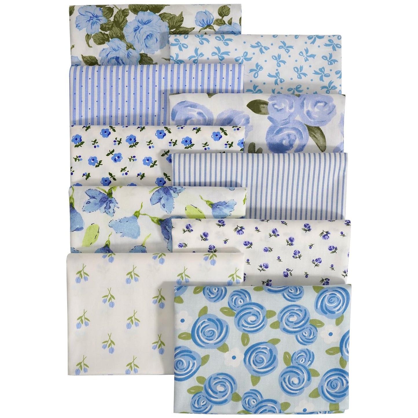 Misscrafts 10pcs Cotton Fabric 50 x 50cm Craft Patchwork Fabric Bundle DIY Making Supplies Fat Quarter Pre-Cut Quilt Squares for DIY Sewing Scrapbooking Blue
