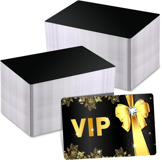 Marspark 300 Pcs Metal Engraving Blanks Multipurpose Aluminum Sheet Metal Business Card Blanks Tags for Cnc Engraver Laser Engraving DIY Gift Cards, Thickness 0.21 Mm/ 0.01 Inch(Matte Black)