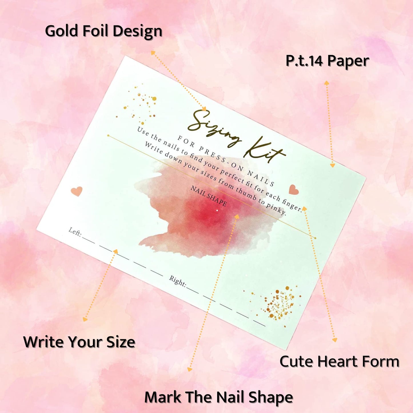 Press On Nails Sizing Kit Card 5x7 inch Nails Aftercare 3D Acrylic Sign Advice for Nail Room Decor
