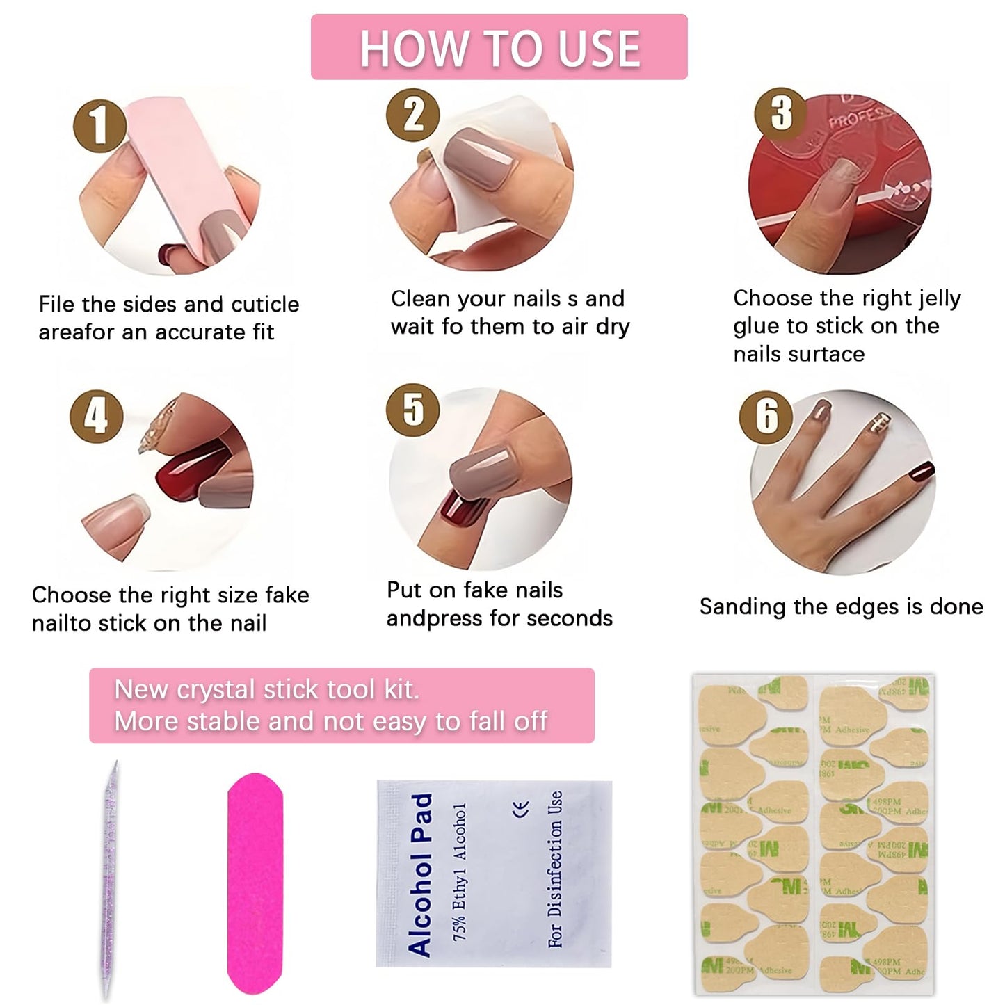 Spring Summer Red Pink French Press on Nails Medium Almond Fake Nails Polka Dot False Nails with Strawberry Design Stick on Nails for Women Girls Summer Manicure Decoration 24 Pcs