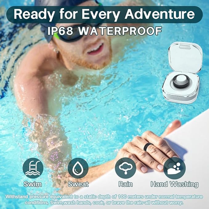 Smart Rings for Women Men,Fitness Tracker Ring,Heart Rate,Blood Oxygen,Blood Pressure,Step Tracker,Sleep Monitoring,No Subscription Fee,IP68 Waterproof Smart Ring for iphone&Android(Gold 10)