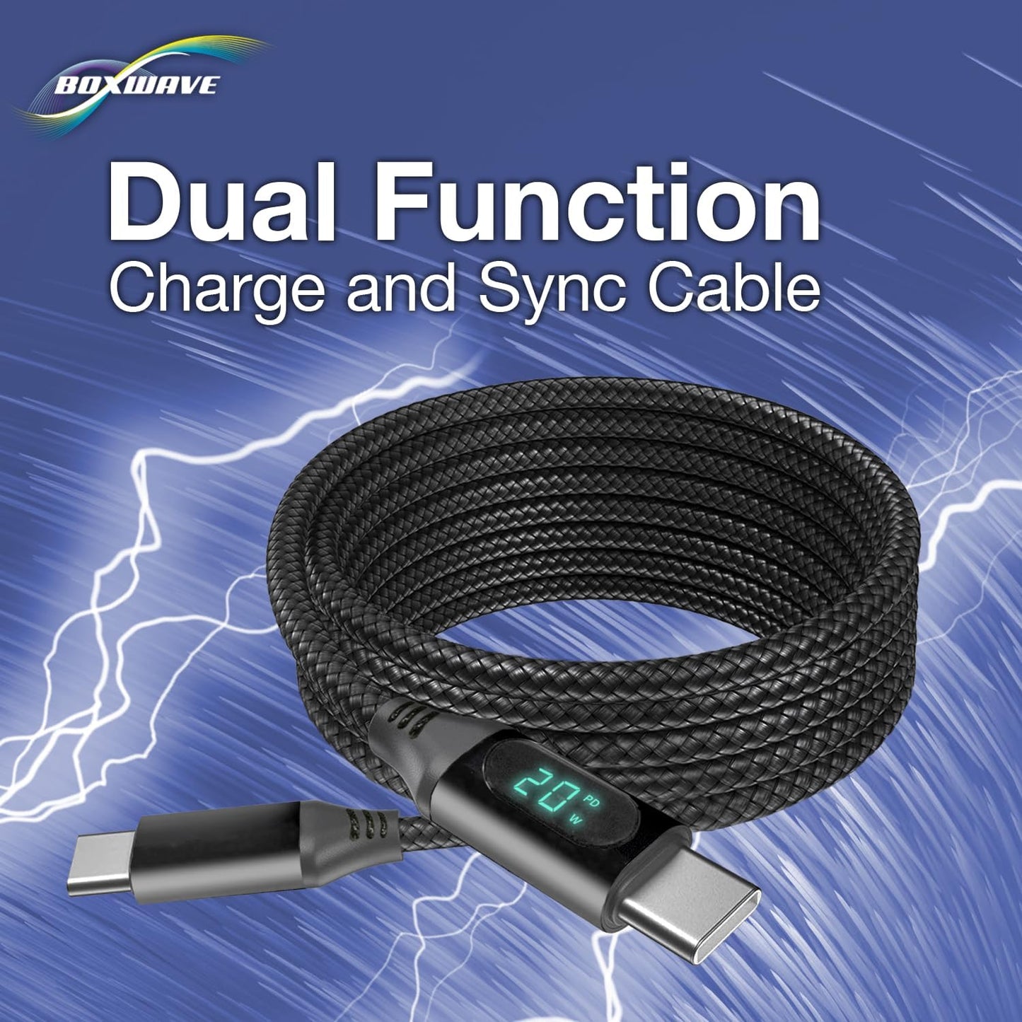 BoxWave TIMMKOO Q3E MP3 (6ft) (100W), Cable Compatible with Player with Bluetooth - PowerDisplay PD Cable - USB-C