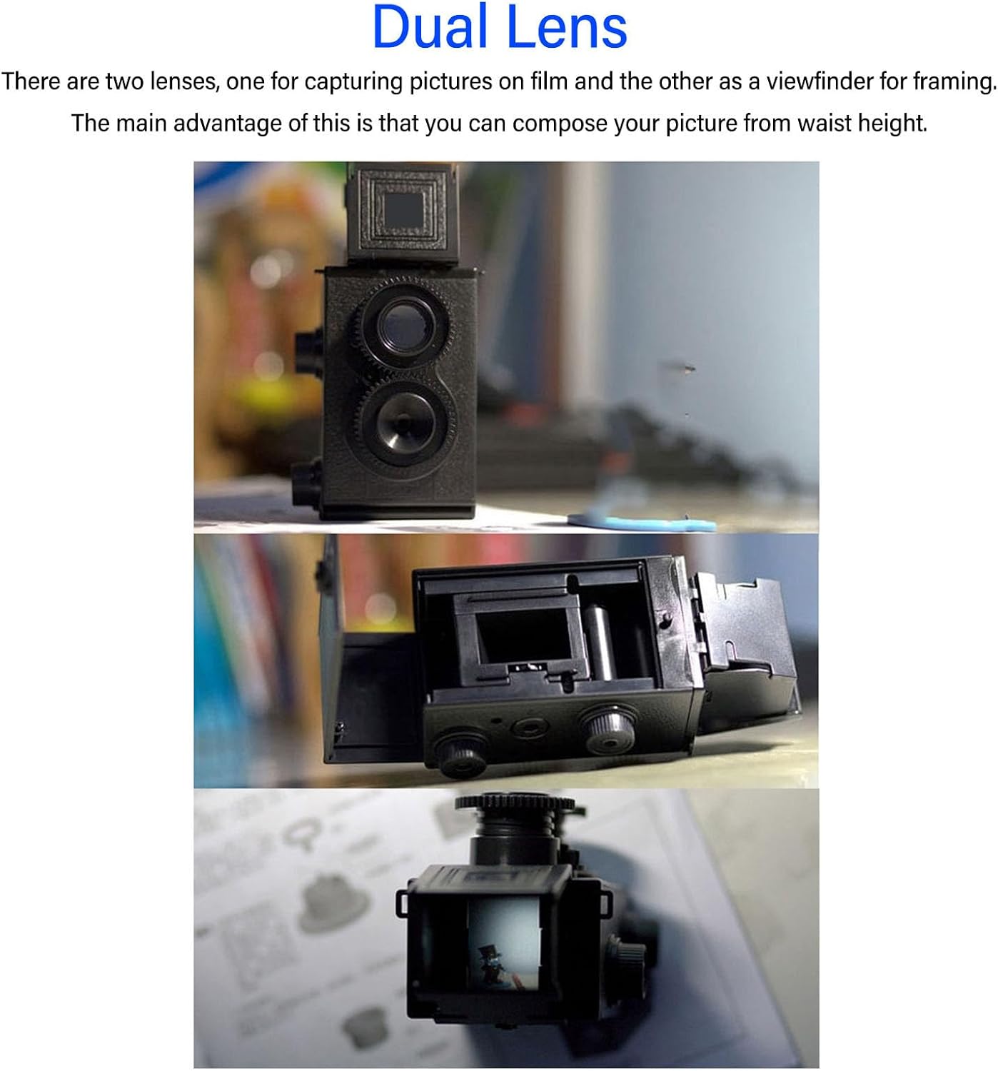 lvifloae 35MM 47mm 135 DIY TLR Twin Lens Reflex Film Camera Classic Retro DIY Assembly Kit with Dual Lenses for Film