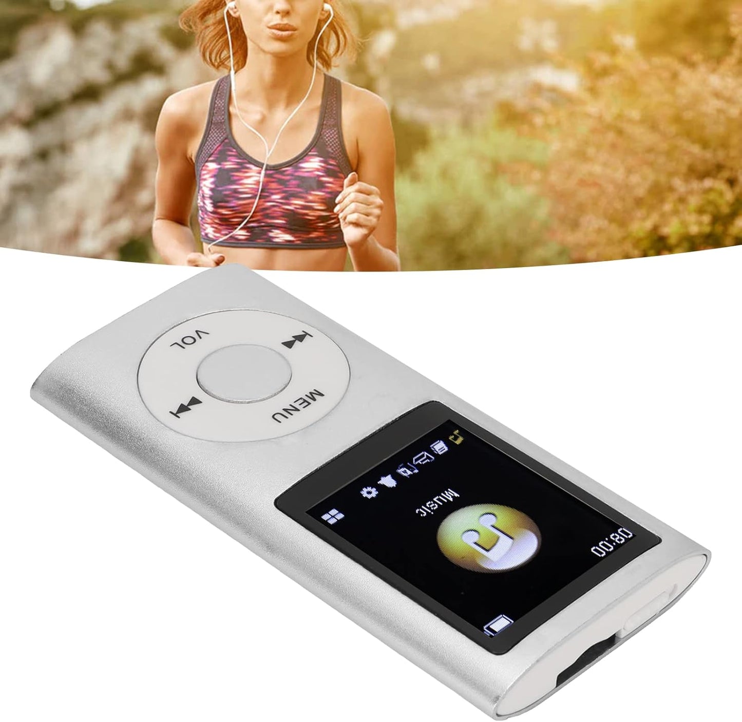 Estink MP3, MP3 1.8inch MP3 Mini Portable Stylish Multifunctional Lossless Sound Slim Music Player, Large LCD Screen