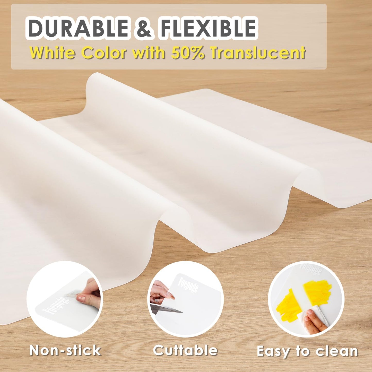 31.5" x 23.6" Extra Large Silicone Mat for Resin Casting, Epoxy and Crafts, Nonstick Silicone Sheet for Jewelry Casting Molds, Clear Countertop Protector Mat Heat Resistant Placemats by Foepoge