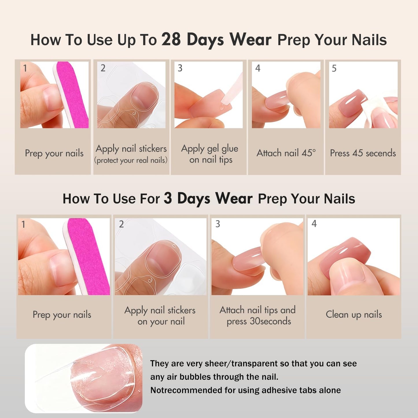 SXVME Press On Nails Long Square - Wine Red Press on Nails with Glue for Women, Natural Simple Fake Nails Press ons Medium, Glossy Soft Gel Glue on Nails Coffin, Reusable Nail Stick Ons, 24 Pcs